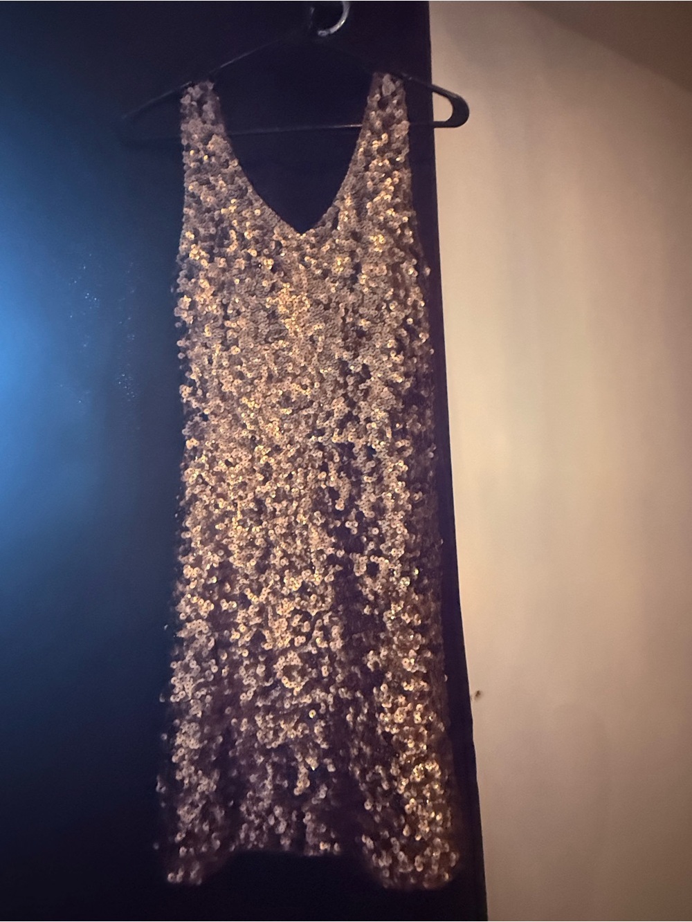 Gold Sequin V-Neck Women’s Dress